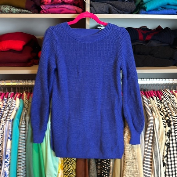 Loft royal blue long sleeve V back crew neck sweater size XS - Picture 1 of 3